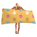Gelbes Strandtuch mit buntem Muschelmuster aus dickem Mikrofaser für den Urlaub - 150x75cm / Gelbe Muschel (9)