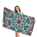 Asciugamano da spiaggia mandala etnico con motivi geometrici turchese e rosso - Stile Mandala 14