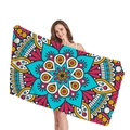 Ethnic blue and red mandala geometric pattern oversized thick beach towel for travel - Blue Red Yellow Mandala (14)
