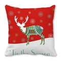 Christmas elk pillowcase with red snowflake design and 'Tis the Season' text - Red White Snow Geometric Stripe Reindeer (3)