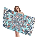 Telo mare in microfibra spessa con motivo mandala etnico in blu e arancione - Stile Mandala 15