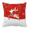 Housse de coussin renne de Noël avec motifs nordiques sur tissu peau de pêche doux - Renne Blanc Motif Nordique Sautant (5)