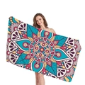 Ethnic mandala patterned beach towel in bohemian blue and pink microfibre fabric - Mandala Colorful Decor Blanket (16)