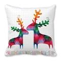 Christmas elk reindeer pattern peach skin velvet square pillowcase with geometric design - 45x45cm / Colorful Geometric Patchwork Reindeer