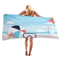 Light blue summer beach towel with colorful sea patterns and Hello Summer print - Hello Summer Beach Elements(2)