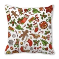 Close-up of festive Christmas pillowcase with gingerbread and snowflake patterns - Festive Graffiti Style (3)