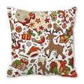 Detailed pattern of Christmas peach skin cushion cover with reindeer and festive icons - Colorful Print Style (4)