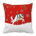 Housse de coussin de Noël avec motif cerf coloré sur fond rouge et blanc pur - Renne Totem Rouge Blanc (7)