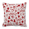 Weihnachtlicher Kissenbezug mit Rentier und Schneeflocken in Rot und Weiß Design - 45x45 cm / Weiß Rote Feiertagsball Rentier (19)