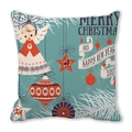 Weihnachtskissenbezug mit Vintage Engel und Sternen auf blaugrünem Pfirsichhautstoff - 45x45 cm / Cyanblauer Retro Weihnachtsengel (12)