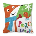 Cartoon fox and bird pillow cover with Peace on Earth print on peach skin fabric - Fox Bird and Number 7 Style(23) / 45x45cm