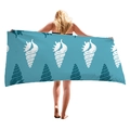 Blue rectangular beach towel featuring white spiral seashell patterns and soft texture - Blue Spiral Shell (11)
