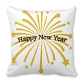 Nahaufnahme von Happy New Year Goldfeuerwerk-Druck auf weißem Kissenbezug - Feuerwerk-Pentagramm Neujahrsstil (4882101206954)
