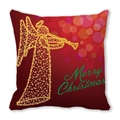 Close-up of a red Christmas pillowcase featuring a golden angel and Merry Christmas text - Dark Red Blowing Angel Christmas Style (4882101206966)