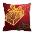 Detail of red Christmas pillowcase with star gift box print and Merry Christmas text - Red Starlight Gift Box Christmas Style (4882101206970)