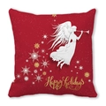 Macro detail of red festive pillow cover with angel pattern and Happy Holidays text - Red Blowing Angel Snowflake Style (4882101206981)