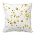 Detail of square pillowcase with gold watercolor star patterns on a white base - White Gold Pentagram Style (4882101206993)