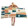 Telo mare spesso con motivi geometrici astratti in stile moderno mid-century - Contrasto di Colore Geometrico Vintage (5)