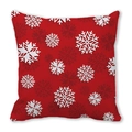 Close-up of red Christmas pillow case with detailed white snowflake pattern prints - Red Dense Snowflake Pattern Style (4882101206983)