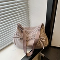 Sac fourre-tout en nylon rose Morandi avec nœuds coulissants et sangle réglable - Violet