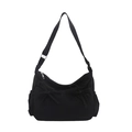 Borsa a tracolla minimalista in nylon nero con fiocchi eleganti e grande capacità - Nero