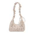 Schicke Halbmond-Tasche mit Falten, beigem Karomuster und süßem Schleifen-Detail - Khaki