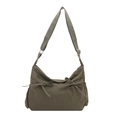 Borsa a tracolla in nylon verde oliva con fiocchi a coulisse e ampia tracolla regolabile - Verde