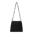 Minimalist black ballet-style shoulder bag with a decorative bow on white background - Black