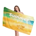 Dickes Strandtuch mit gelb-blauem Summer Paradise Muster und Palmenblättern - Sommerparadies Stil 7