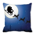 Detail of Christmas pillow cover with Santa sleigh and reindeer over city silhouette - City Silhouette Christmas Flight (3) / 45x45cm