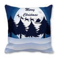 Dettaglio federa natalizia con slitta di Babbo Natale e renne sopra una foresta di pini - Merry Christmas Foresta di Pini (6) / 45x45cm