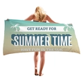 Toalla de playa gruesa con diseño de palmeras y texto Get Ready For Summer Time azul - Diseño Degradado Summer Time Sol(5)
