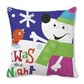 Cartoon bear and bird print square pillowcase with purple polka dots and holiday theme - Bear Red Bird and Purple Dots Style(25) / 45x45cm