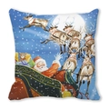 Dettaglio del copricuscino natalizio con Babbo Natale e slitta trainata da renne - 45*45cm / Stile Slitta di Babbo Natale Dipinta a Mano (37)