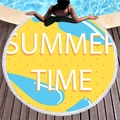 Asciugamano da spiaggia rotondo giallo con stampa Summer Time e frange con nappe - Stile Giallo Summer Time (7)