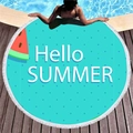Asciugamano rotondo da spiaggia con nappe e design Hello Summer con anguria - Stile Hello Summer Anguria (11)