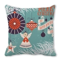 Weihnachtskissenbezug in Petrol mit Retro-Motiven und Engel-Druck aus Pfirsichhaut - 45x45 cm / Cyangrüner Weihnachts Neujahrsdruck (13)