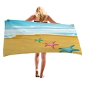 Mikrofaser-Strandtuch mit realistischem Goldsand und bunten Seestern-Motiven - Realistischer Strand Seestern Stil (7)