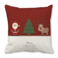Christmas reindeer and Santa Claus square pillowcase in peach skin velvet fabric - 45x45cm / Red Background Santa Christmas Tree Reindeer