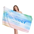 Dickes Strandtuch mit blau-rosa Farbverlauf und tropischen Palmen-Elementen - Blau-Rosa Farbverlauf Paradies Stil 8