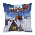 Dettaglio delle cuciture fitte e della cerniera invisibile sulla fodera natalizia - Gatti che Guardano la Notte Innevata (Stile 29) / 45x45cm