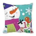 Cartoon snowman let it snow decorative pillowcase in high density peach skin fabric - Snowman Red Bird and White Snowflakes Style(26) / 45x45cm