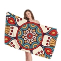 Ethno-Mandala Strandtuch mit lebendigem roten und gelben geometrischen Mustern - Rot Und Gelb Ethno Mandala (8)