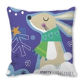 Square peach skin pillowcase with a cartoon reindeer and merry Christmas text - Cartoon Reindeer in Purple Snow Scene Style(28) / 45x45cm