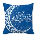 Blue Christmas star and moon throw pillow cover with Merry Christmas print and stars - Dark Blue Moon and Starlight Christmas Style (4882101206971)