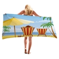 Toalla de playa gruesa con estampado de dibujos animados de verano, sombrilla y palmeras - Silla de Playa Palmera Summer(8)