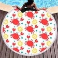 Asciugamano da spiaggia rotondo con granchi rossi in microfibra e nappine decorative - Motivo Granchio Rosso Oceano (2)