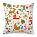 Housse de coussin Noël avec Père Noël et renne sur tissu peau de pêche blanc doux - Imprimé Père Noël Renne Bonhomme de Neige (2)