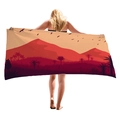 Minimalist beach towel with thick fabric featuring a vibrant sunset mountain landscape print - 150x75cm / Tropical Landscape Sunset Style (7)