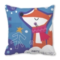 Cartoon fox decorative Christmas pillowcase made of soft peach skin velvet fabric - Little Fox with Scarf and Snowy Mountain Style(29) / 45x45cm